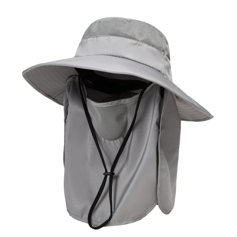 Photo 1 of Fishing Hat for Men Women, Outdoor Sun Hat UPF50+ Mesh Wide Brim Fishing Hat with Neck Flap