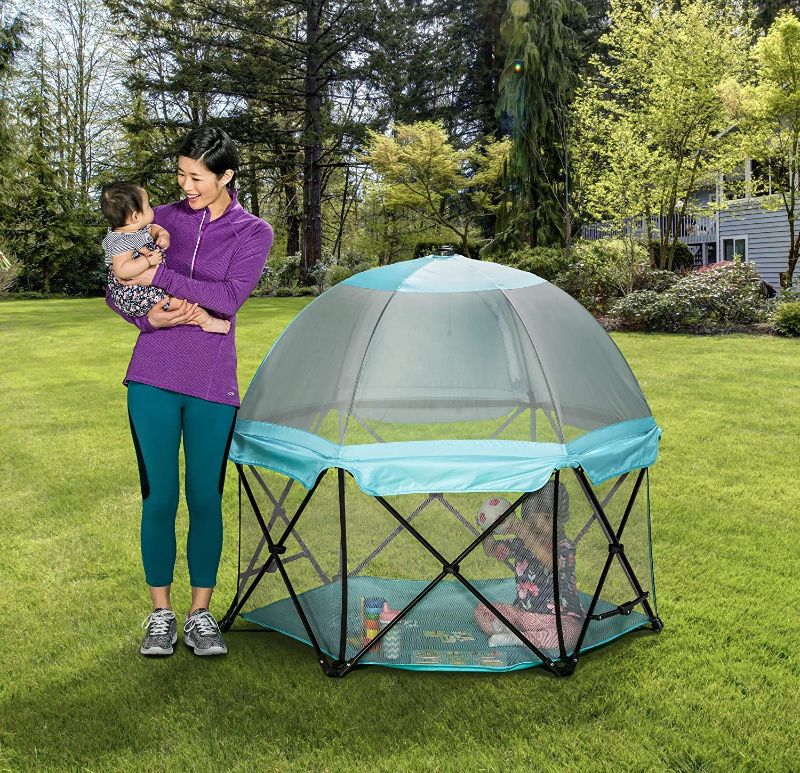 Photo 1 of 
Regalo My Play Deluxe Portable Play Yard Indoor and Outdoor, Bonus Kit, Includes a Full Canopy, Washable, Aqua, 6-Panel
Style:6-Panel