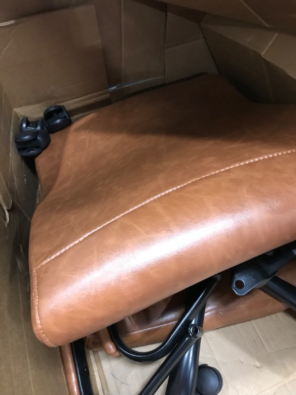 Photo 2 of Flash Furniture Whitney Mid-Back Brown LeatherSoft Executive Swivel Office Chair with Black Frame and Arms