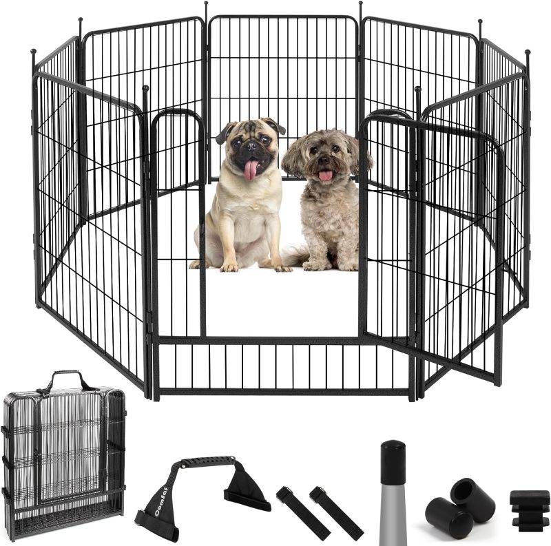 Photo 1 of 
ComSaf Dog Playpen, 32" Height 6 Panels Metal Dog Fence with One Easy-Carry Straps, Playpen Pet Fence for Medium/Small Dogs, Portable Dog Pen for...