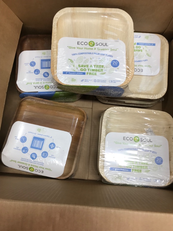 Photo 1 of 5 pack of 20**
ECO SOUL 100% Compostable 8 Inch Square Palm Leaf Plates [20-Pack] I Premium Disposable Plates Set I Heavy Duty Eco-Friendly Bamboo Plates Disposable I...