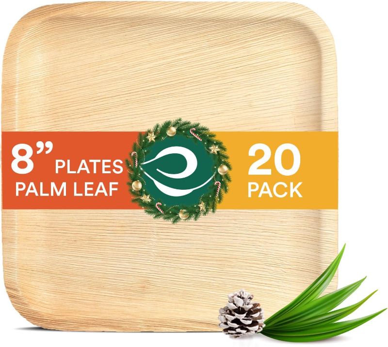 Photo 2 of 5 pack of 20**
ECO SOUL 100% Compostable 8 Inch Square Palm Leaf Plates [20-Pack] I Premium Disposable Plates Set I Heavy Duty Eco-Friendly Bamboo Plates Disposable I...