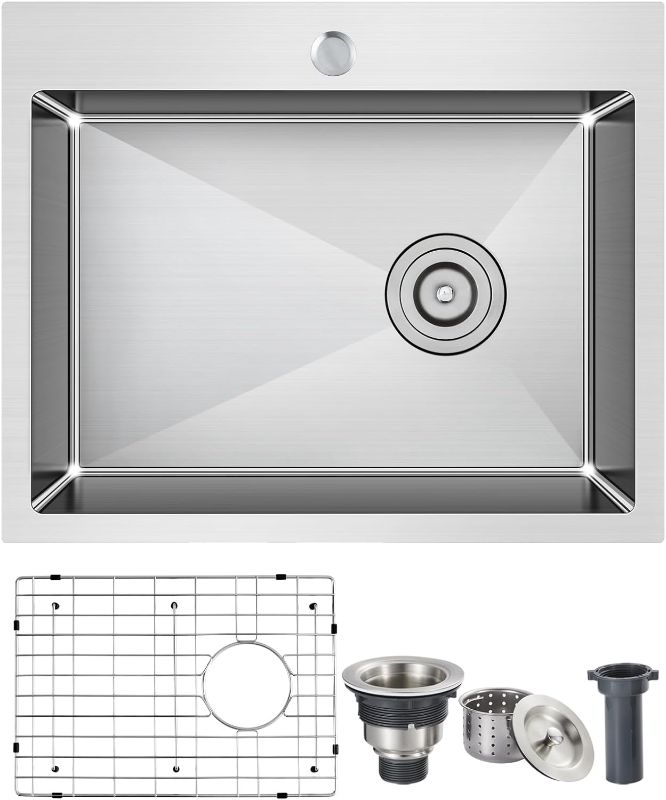 Photo 1 of 22x18x9 in. Drop-in Kitchen Sink Single Bowl with 1-Hole,// STOCK IMAGE 
