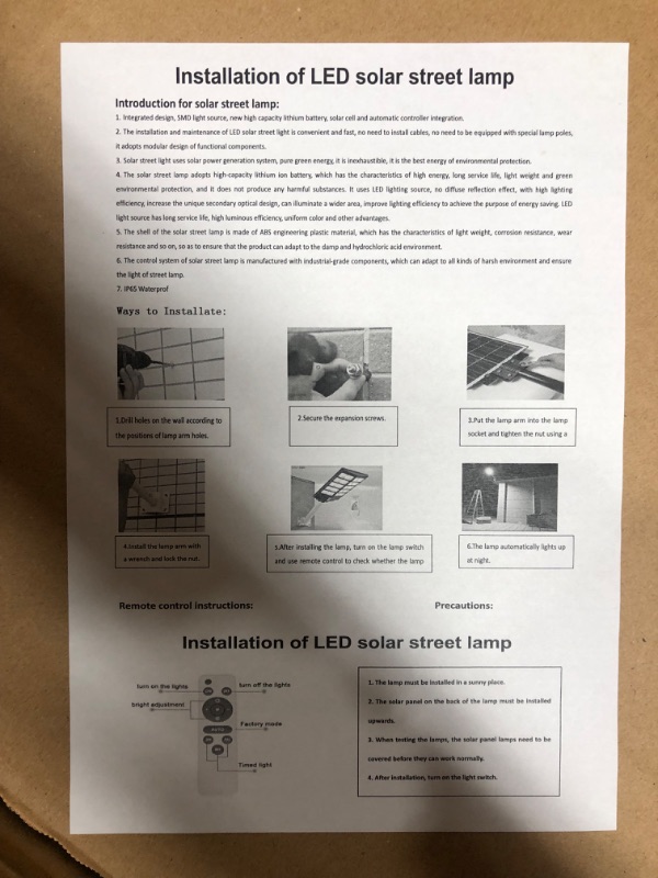 Photo 3 of **NON REFUNDABLE NO RETURNS SOLD AS IS***
**PARTS ONLY**600W Solar Street Light Outdoor, 60000LM Waterproof Parking Lot Commercial Light with Remote Control and Motion Sensor, Dusk to Dawn Flood Light for Garden Yard Path Patio 600W-1Pack