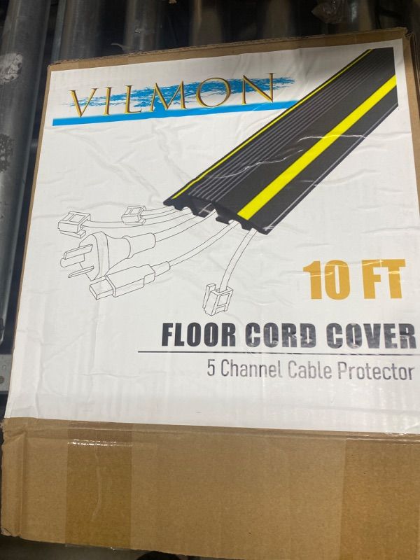 Photo 2 of Vilmon 10FT Floor Cord Cover,Heavy Duty PVC Floor Cable Cover Cord Cover Wire Cover to Protect Wire Prevent Cable Trips for Home Office or Outdoor,Easy to Unroll(10ft, 3 Channel)