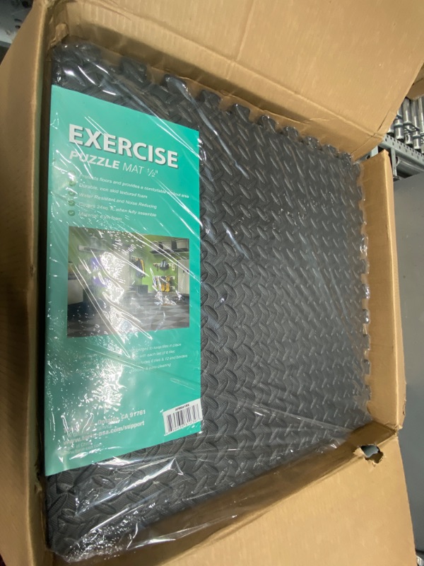 Photo 1 of Mat Block Torin Interlocking Foam Mat Exercise Workout Puzzle Tiles Protective Floor Mats for Home Gym Equipment- 6 Pieces Black