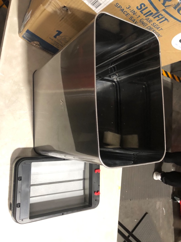 Photo 3 of ***HEAVILY USED AND DIRTY - MOTION SENSING FUNCTION DOESN'T WORK***
iTouchless 13 Gallon Wings-Open Sensor Trash Can with AbsorbX Odor Filter, 16.3"L x 10.4"W x 22.6"H