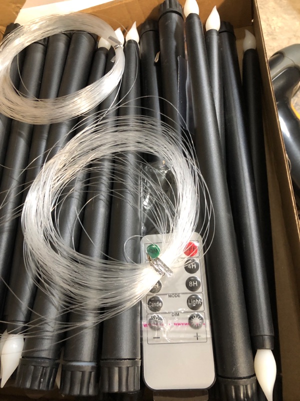 Photo 1 of Liliful 24 Pcs Floating Taper Candles Magic Hanging Flameless Candles with Hooks Hanging Flameless Bulk Candlesticks with Remote Control LED Flickering Battery Operated for Xmas Halloween (Black)