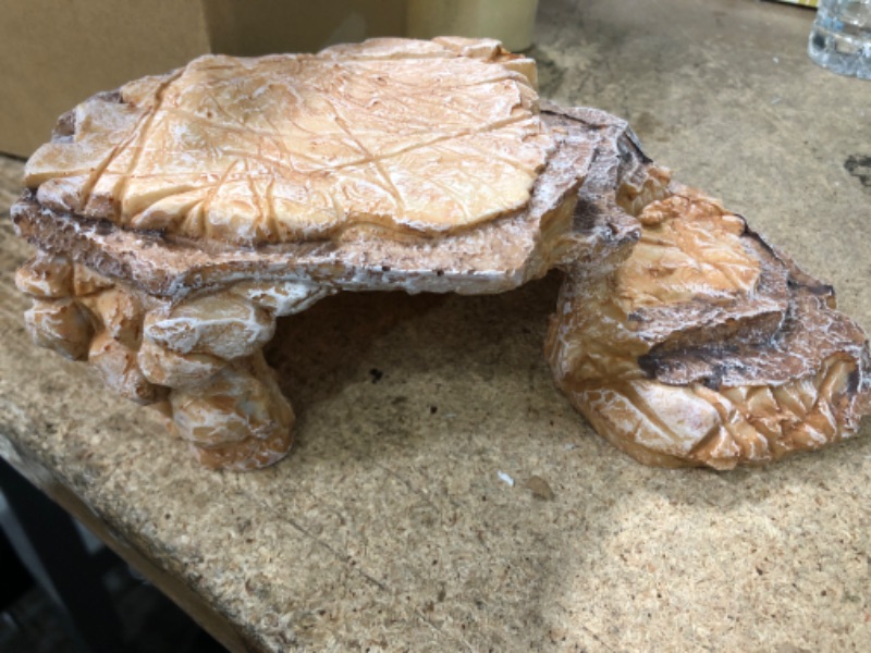 Photo 1 of IBWell Turtle Basking Climbing Platform Aquarium Fish Tank Ornament Reptile Climbing Ramp Decorations for Salamanders Amphibians Newts, Terrace Tortoise Resting - SandyBrown Sandy brown