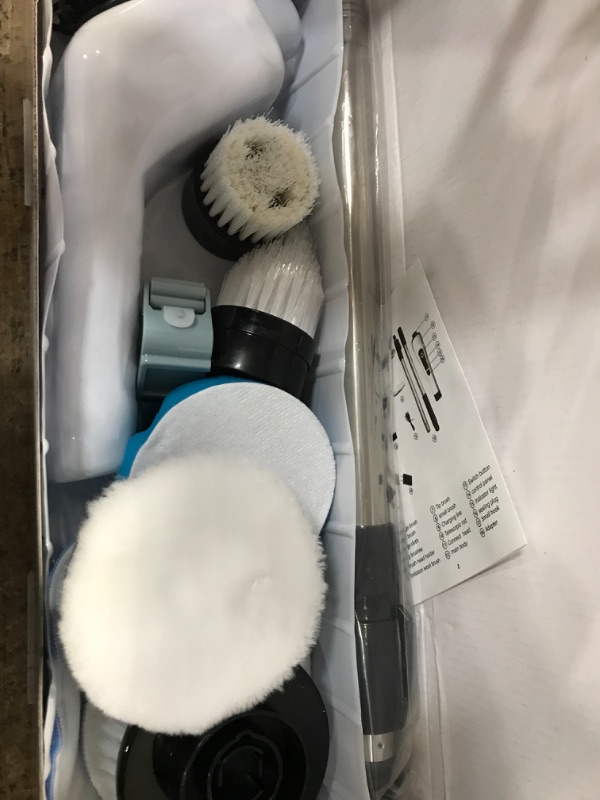 Photo 2 of Electric Spin Scrubber, Cordless Cleaning Brush Tub Tile Scrubber for Home, 8 Replaceable Brush Heads, 90Mins Work Time 3 Adjustable Handle 2 Adjustable Speeds for Bathroom Shower Bathtub Glass Car White