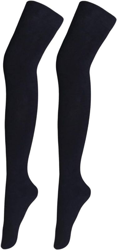 Photo 1 of Bestjybt Women Long Thigh High Socks Cotton Opaque Thick Warm Over the Knee Socks Tall Boot Stockings Leg Warmers
