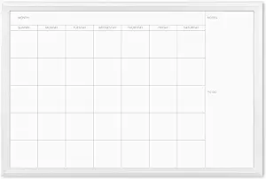 Photo 1 of U Brands Magnetic Dry Erase Calendar Board, 20 x 20 Inches, White Wood Frame 
