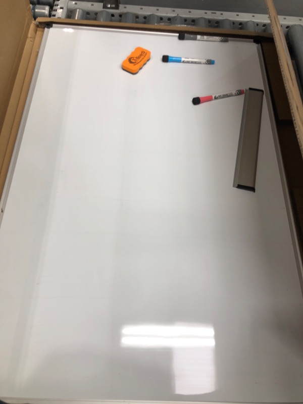 Photo 2 of XBoard Magnetic Dry Erase Board/Whiteboard, 36 X 24 Inches, Double Sided White Board,1 Dry Eraser & 3 Dry Erase Markers & 4 Push Pin Magnets 36" x 24"