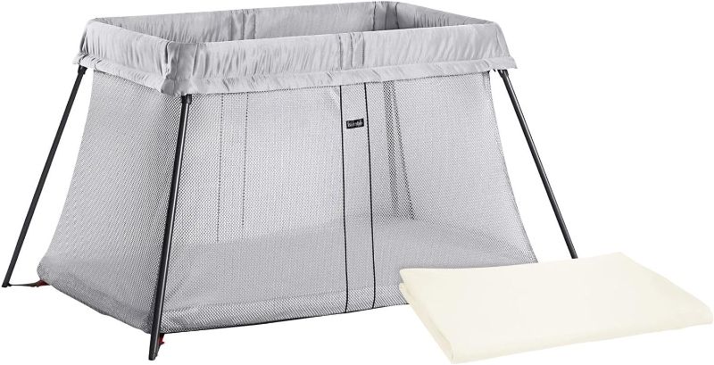 Photo 1 of BABYBJORN Travel Crib Light - Silver + Fitted Sheet Bundle Pack
