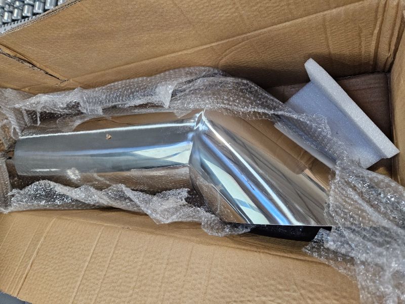 Photo 2 of (see notres) vFGJQEFG 4 Inch Inlet 8 Inch Outlet Polished Stainless Steel Miter Angle Cut Diesel Smoker Exhaust Stack Tip Diesel Exhaust Tip(Stack Smokers 4" ID Inlet 36" Long) 4‘’Inlet 8‘’Outlet-Silver