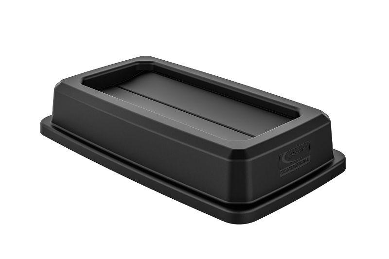 Photo 1 of 2PK Black 10.5"x 19.5" Trash Can Replacement Lids w/ Double Flip Top (Black) 