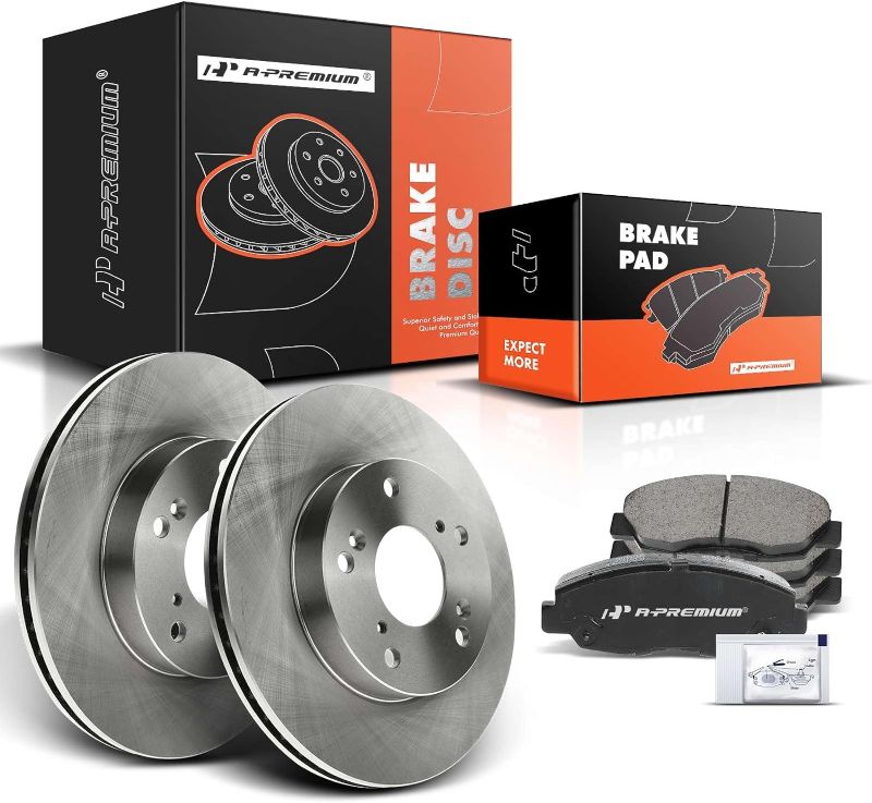 Photo 3 of A-Premium 10.31 inch (262mm) Front Vented Disc Brake Rotors + Ceramic Pads Kit Compatible with Select Honda Models - Civic 2012 2013 2014 2015,1.8L, 6-PC Set
