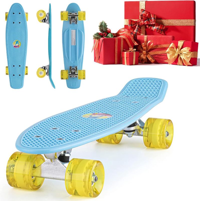 Photo 1 of Gifts for Kids Christmas, Mini Cruiser Standard Skateboard, CE Certification, Classic 22-inch Street Skating Board, Beginners and Experienced Skaters
