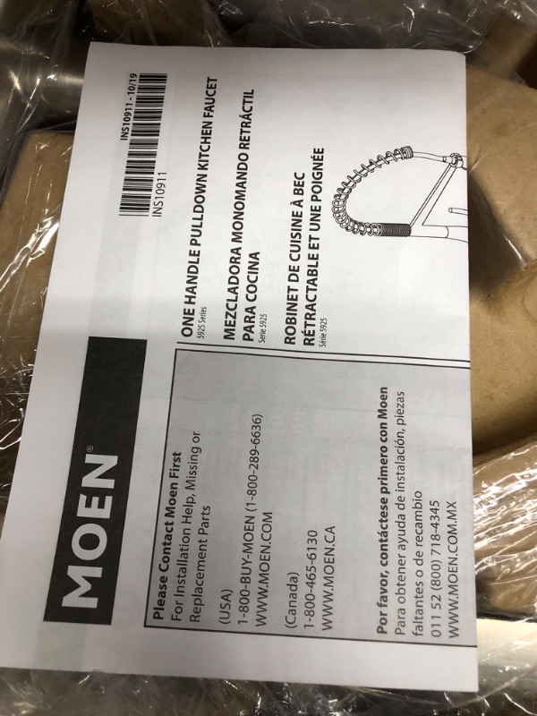 Photo 2 of ****missing hardware****Moen Sleek Spot Resist Stainless One-Handle Pre-Rinse High Arc Spring Pulldown Kitchen Faucet with Power Boost, 5925SRS