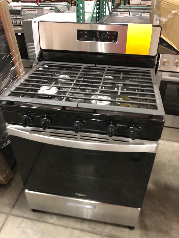 Photo 4 of LIKE NEW Whirlpool 30-in 5 Burners 5.1-cu ft Freestanding Natural Gas Range (Stainless Steel)
