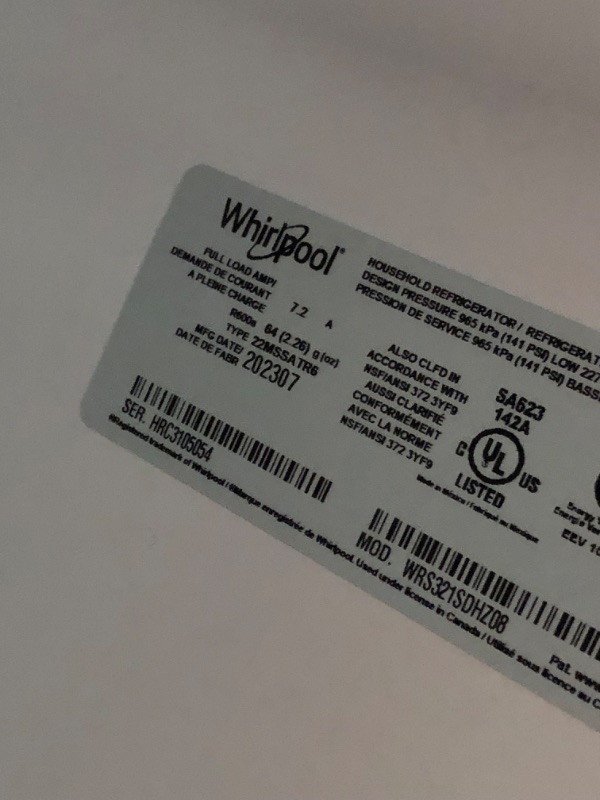 Photo 5 of Whirlpool 21.4-cu ft Side-by-Side Refrigerator with Ice Maker (Fingerprint Resistant Stainless Steel)
