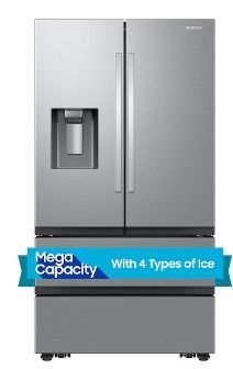 Photo 1 of Samsung Mega Capacity 29.8-cu ft 4-Door Smart French Door Refrigerator with Dual Ice Maker (Fingerprint Resistant Stainless Steel) ENERGY STAR
