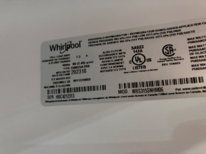 Photo 3 of Whirlpool 25.1-cu ft Side-by-Side Refrigerator (Stainless Steel)
