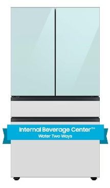 Photo 1 of Samsung Bespoke 28.8-cu ft 4-Door Smart French Door Refrigerator with Dual Ice Maker and Door within Door (Morning Blue with White Glass Panels) ENERGY STAR
