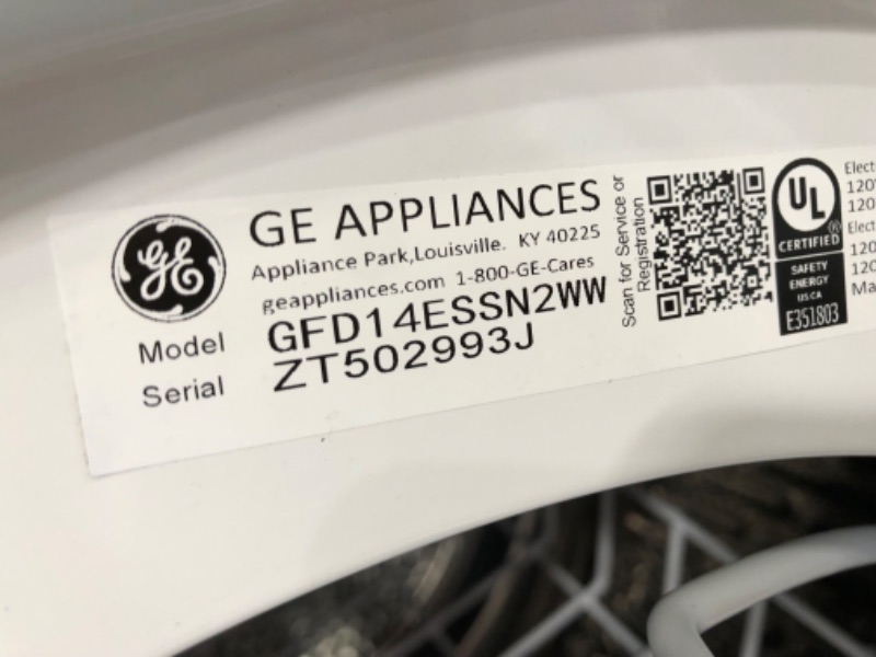 Photo 2 of GE 4.3-cu ft Stackable Electric Dryer (White) ENERGY STAR
