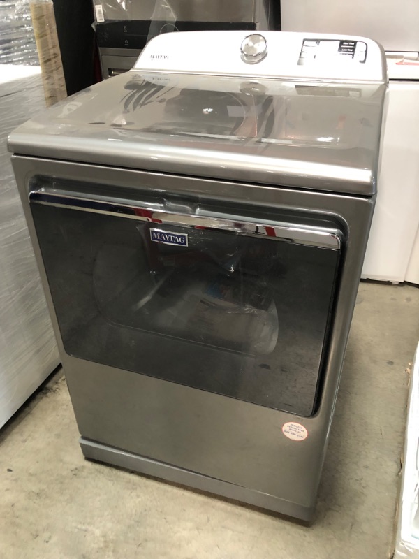 Photo 2 of Maytag 7.4 cu. ft. 240-Volt Smart Capable Metallic Slate Electric Vented Dryer with Hamper Door and Steam, ENERGY STAR