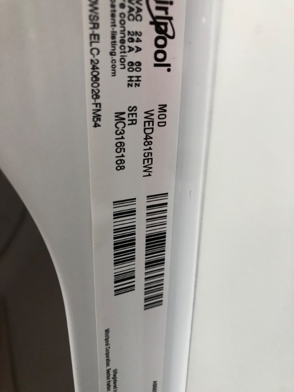 Photo 1 of Whirlpool 7-cu ft Electric Dryer (White)
