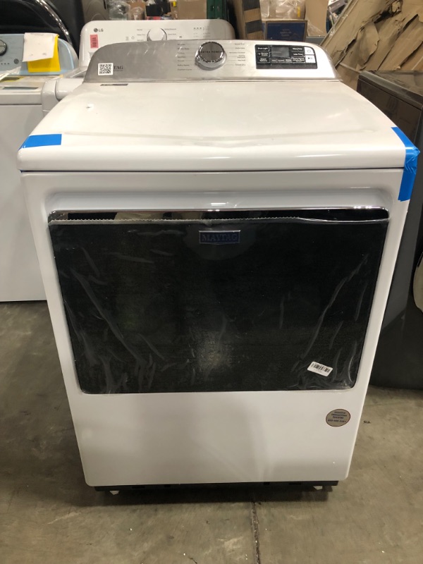 Photo 5 of Maytag Smart Capable 7.4-cu ft Steam Cycle Smart Electric Dryer (White) ENERGY STAR
