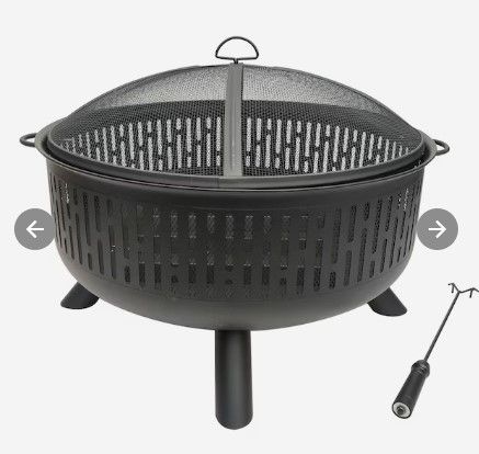 Photo 1 of allen + roth 31.5-in W Black Steel Wood-Burning Fire Pit
