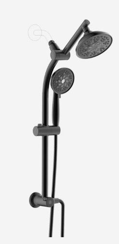 Photo 1 of allen + roth Matte Black Shower Faucet Bar System with 2-way Diverter
