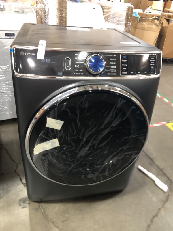 Photo 2 of GE 7.8-cu ft Stackable Steam Cycle Smart Electric Dryer (Sapphire Blue)
