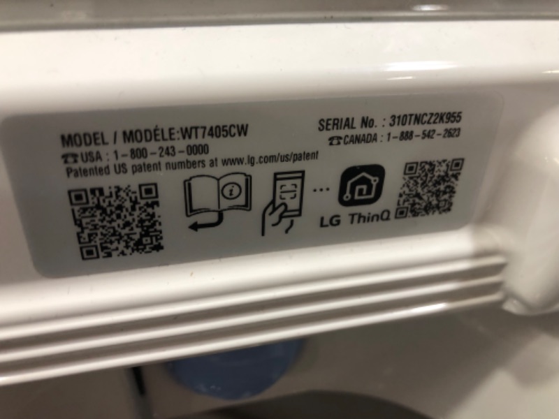 Photo 2 of LG EasyLoad 7.3-cu ft Smart Gas Dryer (White) ENERGY STAR
