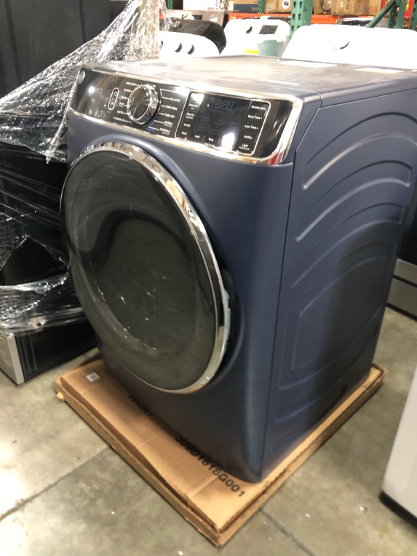 Photo 2 of GE 7.8-cu ft Stackable Steam Cycle Smart Electric Dryer (Sapphire Blue)
