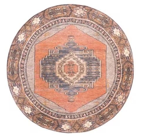 Photo 1 of ***USED - NO PACKAGING***
nuLOOM Kamila Tribal Machine Washable Area Rug, 6' Round, Orange Orange 6' Round