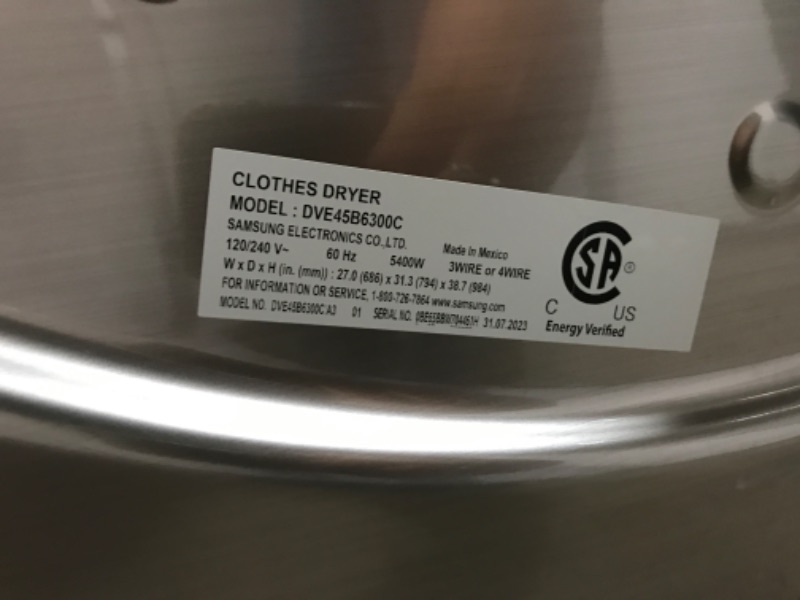 Photo 5 of Samsung 7.5-cu ft Stackable Steam Cycle Smart Electric Dryer (Champagne)
