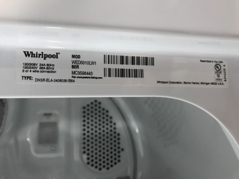 Photo 2 of Whirlpool 7-cu ft Electric Dryer (White)
