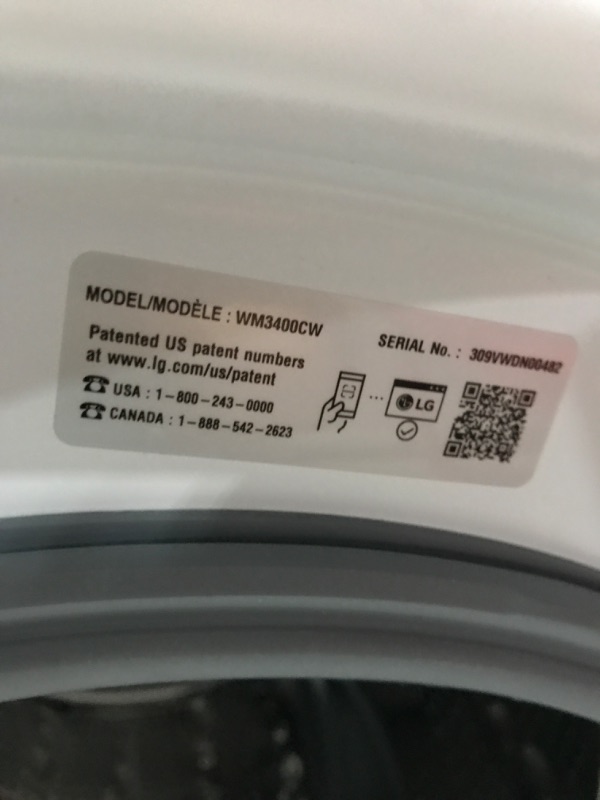 Photo 5 of LG 4.5-cu ft High Efficiency Stackable Front-Load Washer (White) ENERGY STAR
