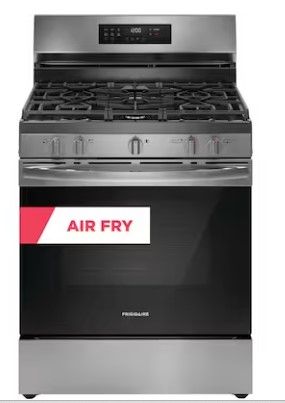 Photo 1 of Frigidaire 30-in 5 Burners 5.1-cu ft Self-cleaning Air Fry Convection Oven Freestanding Natural Gas Range (Stainless Steel)
