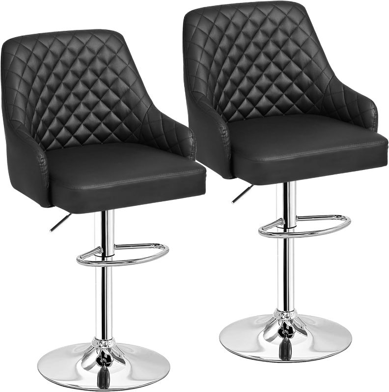 Photo 1 of ***DAMAGED - CUTS ON CHAIR***
VECELO Adjustable Bar Stools with Back, Bar Height Stools for Kitchen Counter, Bar Stools Set of 2, Black
