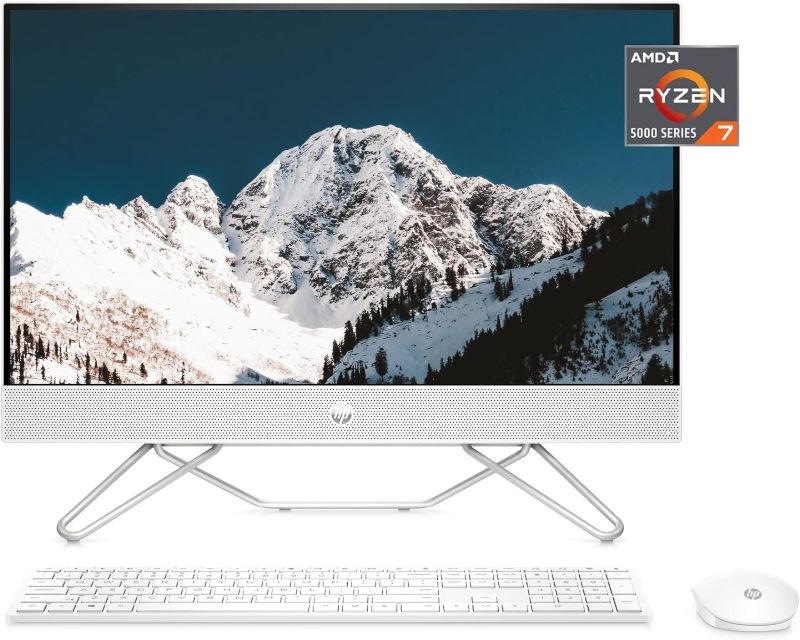 Photo 1 of HP 27” All-in-One Desktop PC, AMD Ryzen 7 5700U, 12 GB RAM, 256 GB SSD & 1 TB Hard Drive, Full HD IPS Display, Windows 11 Pro, 720p Privacy Webcam, Dual Mics, Keyboard and Mouse (27-CB0052, 2022)
