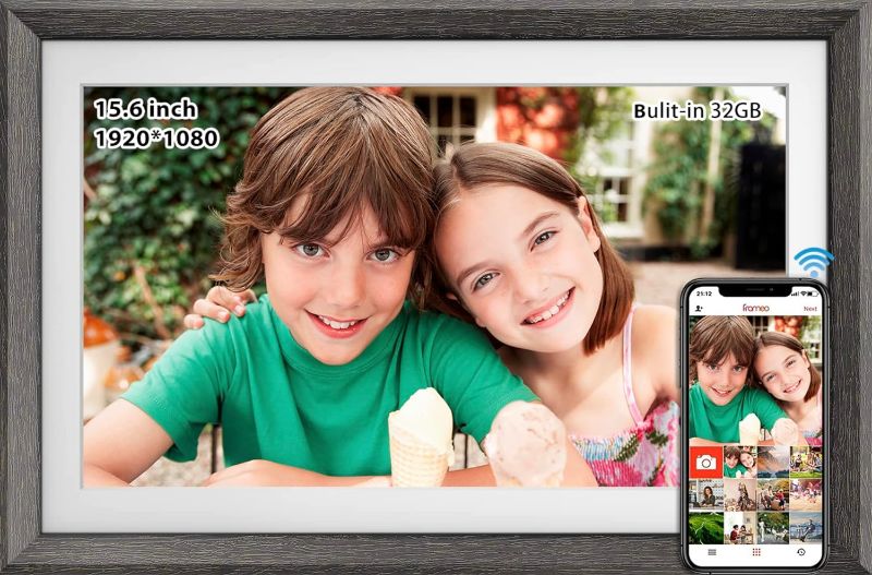 Photo 1 of FRAMEO 15.6 Inch 32GB WiFi Digital Photo Frame 1920 * 1080 IPS FHD Touch Screen Smart Digital Picture Frame, Wall Mountable, Auto-Rotate, Share Moments Instantly via Frameo App from Anywhere
