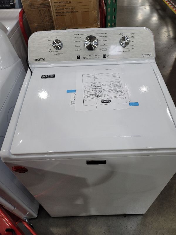 Photo 1 of Maytag 4.5-cu ft High Efficiency Agitator Top-Load Washer (White)
