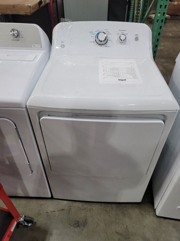 Photo 1 of GE 7.2-cu ft Reversible Side Swing Door Gas Dryer (White)
