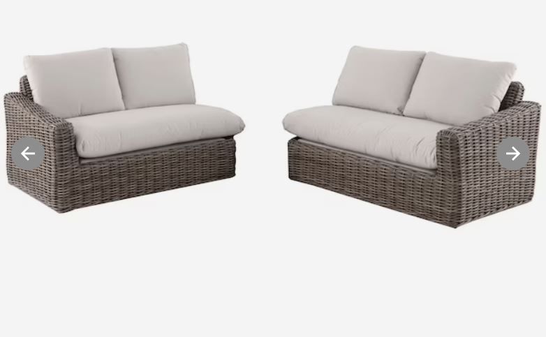 Photo 2 of allen + roth Maitland 2-Piece Wicker Patio Conversation Set with Tan Cushions
