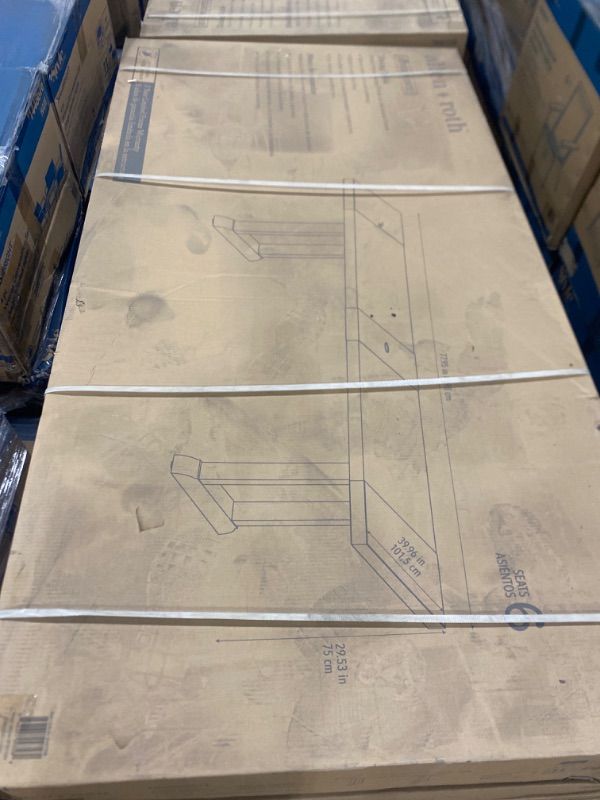 Photo 1 of allen + roth Riverpointe Rectangle Outdoor Dining Table 39.96-in W x 77.95-in L with Umbrella Hole
