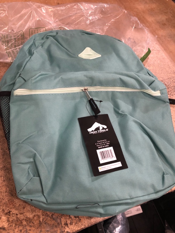 Photo 1 of 19 Inch School Backpacks with Mesh Side Pockets – Basic Large Solid Color Backpacks for Kids, Men, Women, Travel (Green/Mint)